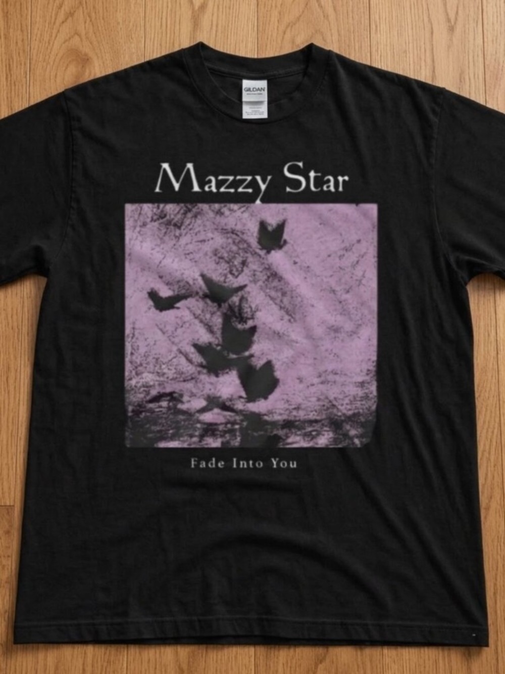 Black Mazzy Star "Fade Into You" Graphic Tee with Purple Square